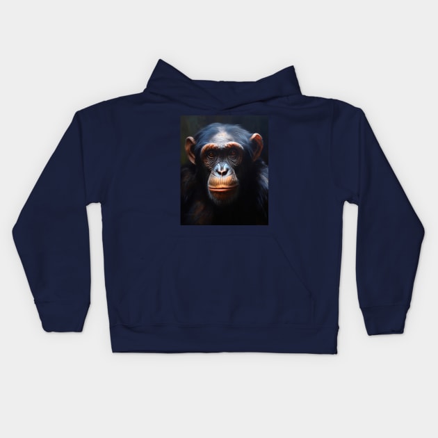 Hyperrealistic Oil Painting of an Amazing Zoo Ape Kids Hoodie by ABART BY ALEXST 